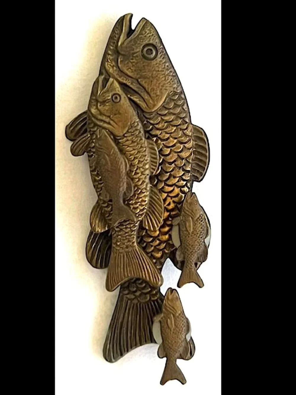 Vintage FISH Brasstone Steampunk Brooch Thomas Mann Style